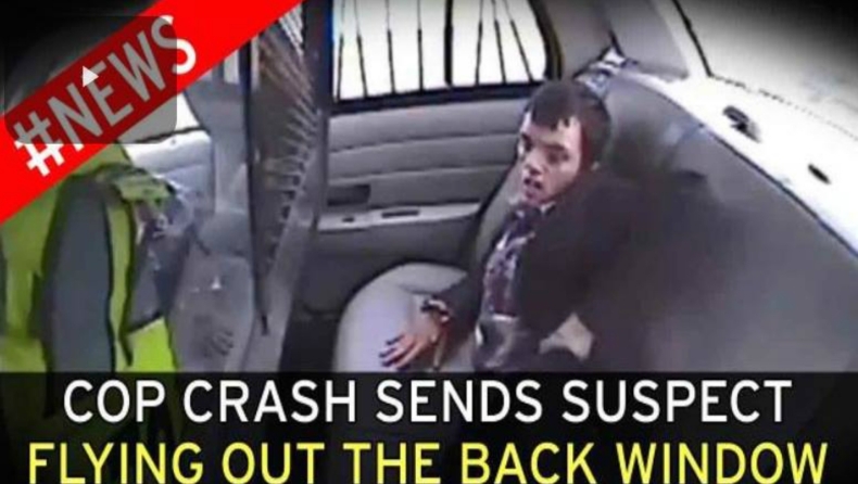 Βίντεο: Περιπολικό τρακάρει και ο άνδρας που μεταφέρει εκτοξεύεται από το πίσω κάθισμα