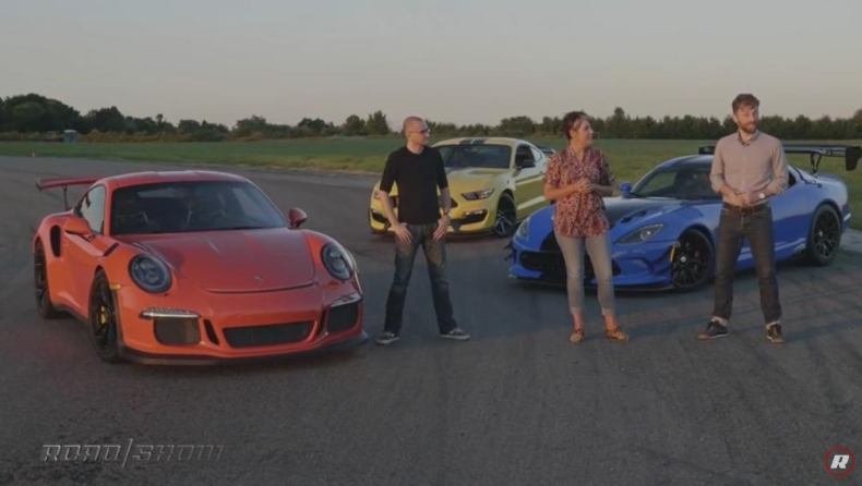 911 GT3 RS vs Viper ACR vs Mustang GT350R (vid)