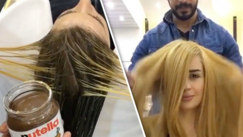 Kομμωτής βάφει τα μαλλιά με Νutella! (pics & vid)