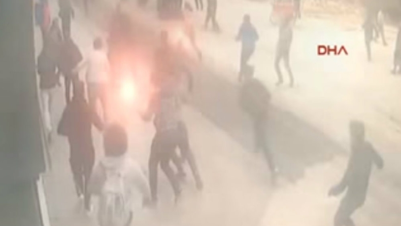 H επίθεση στους φίλους του Ολυμπιακού από τις κάμερες ασφαλείας! (vid)