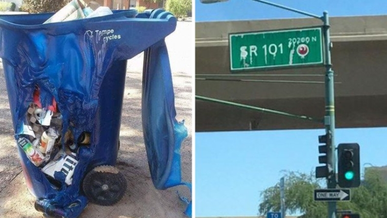 Η ζέστη λιώνει κάδους και πινακίδες στην Αριζόνα (pics)