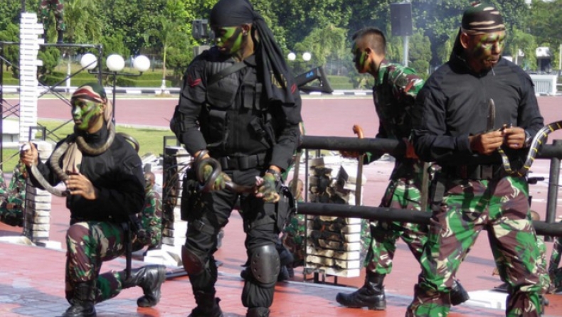 Ινδονήσιοι στρατιώτες ήπιαν το αίμα νεκρών φιδιών προς τιμήν του Υπουργού Άμυνας των ΗΠΑ (pics & vids)