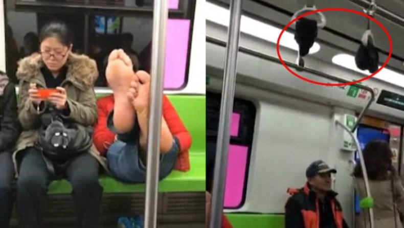 Επιβάτης τρένου έβγαλε τις κάλτσες του και τις άπλωσε στα χερούλια (pics & vid)