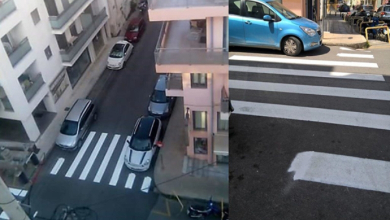 Διαβάσεις πεζών στο Ρέθυμνο παραμένουν μισοβαμμένες εξαιτίας παρκαρισμένων αυτοκινήτων (pics)