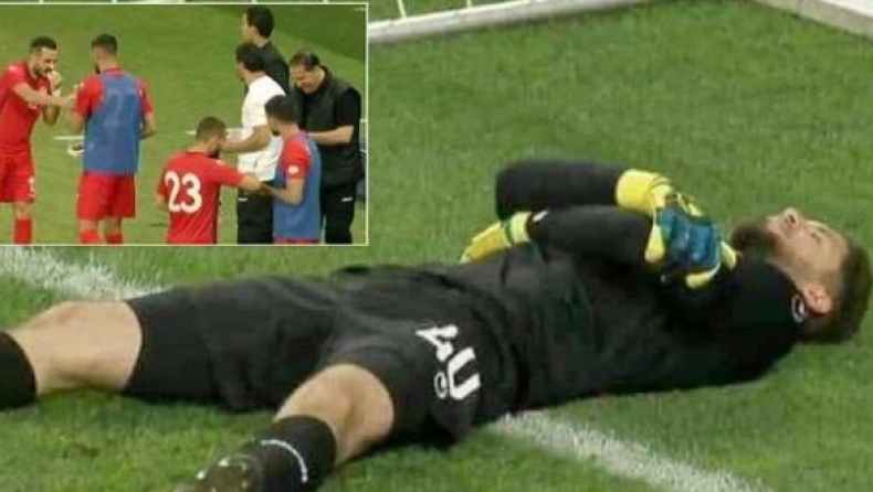 Ο τερματοφύλακας της Τυνησίας έκανε τον τραυματία για να φάνε οι συμπαίκτες του! (vid)