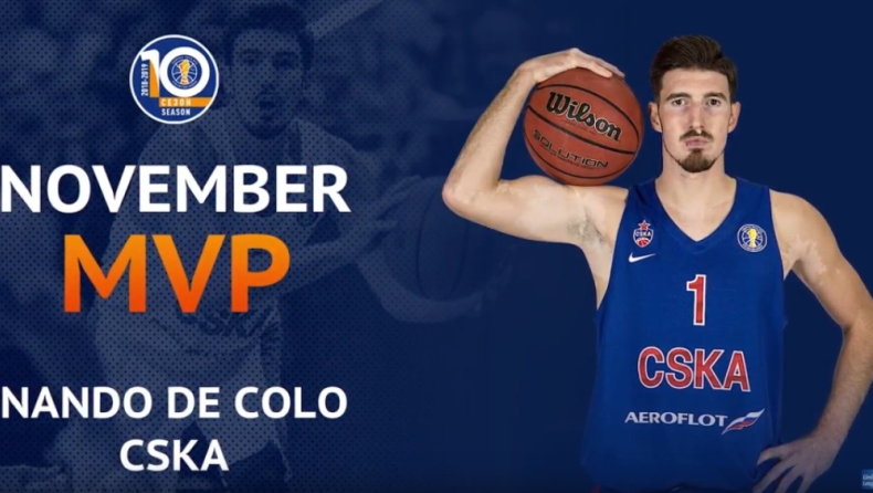 Ντε Κολό: MVP για τον Νοέμβριο στην VTB! (vid)