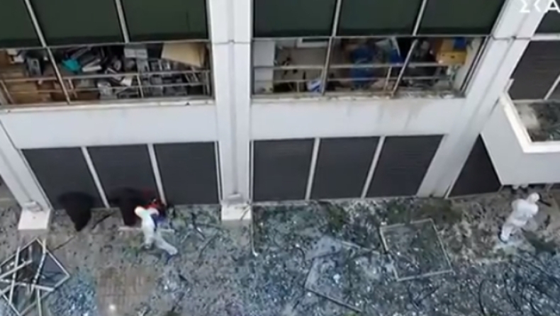 Οι εικόνες καταστροφής από το drone του ΣΚΑΪ, το σημείο που τοποθετήθηκε η βόμβα (pic & vid)
