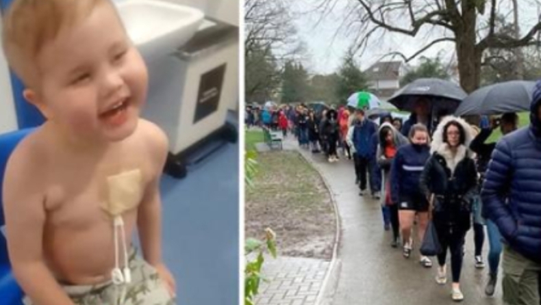 Πάνω από 5.000 άνθρωποι περίμεναν στη βροχή για να δουν αν είναι συμβατοί δότες με έναν 5χρονο καρκινοπαθή (pics)