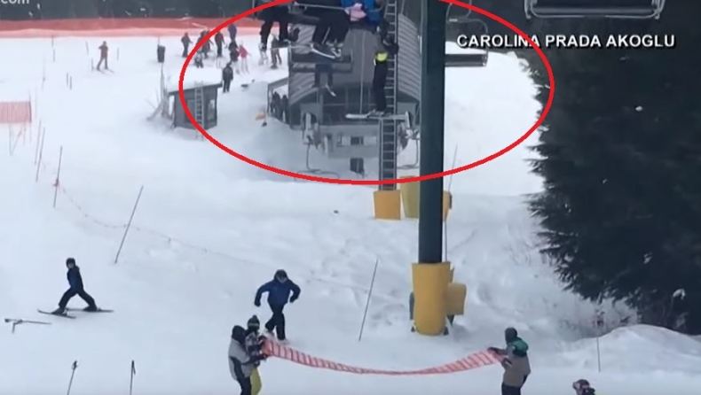 Η εκπληκτική στιγμή που 11 πιτσιρικάδες σώζουν έναν 8χρονο που κρεμόταν από ski-lift (vid)