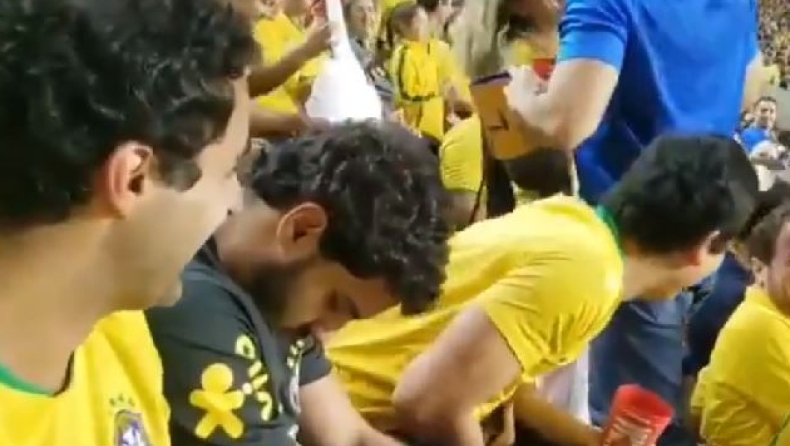 Φίλος της Βραζιλίας κοιμήθηκε στις εξέδρες στον αγώνα με τη Βολιβία (vid)