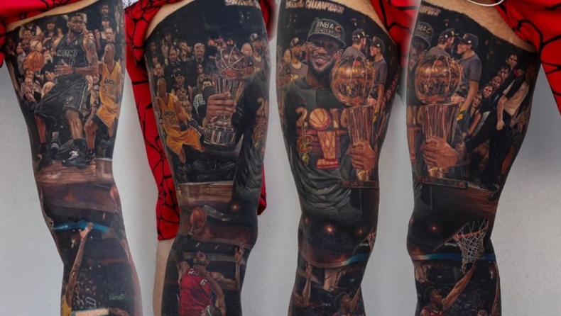 ΛεΜπρόν: Το απίθανο full-leg tattoo με τον «Βασιλιά»! (pic)
