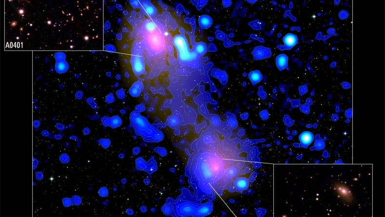 Ανακαλύφθηκε παράξενη «ραδιο-γέφυρα» που συνδέει δύο σμήνη γαλαξιών