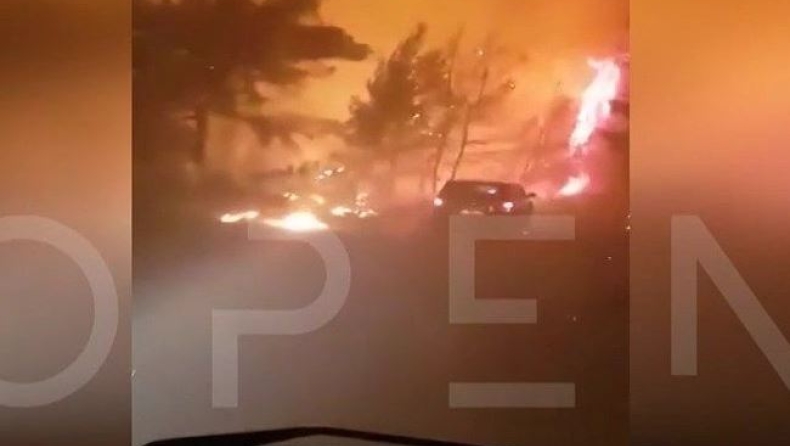 Βίντεο ντοκουμέντο: Η στιγμή που παραλίγο να εγκλωβιστούν εθελοντές στην πυρκαγιά της Εύβοιας (vid)