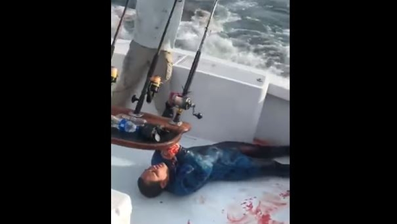 Η στιγμή που σκάφος σώζει αιμόφυρτο δύτη από τον καρχαρία που του είχε επιτεθεί (vid)