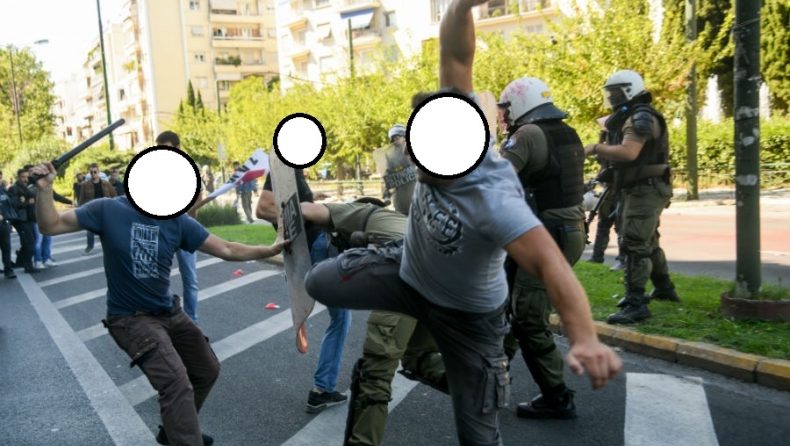 Ξύλο ΜΑΤ-διαδηλωτών μπροστά στο άγαλμα του Τρούμαν (vid)