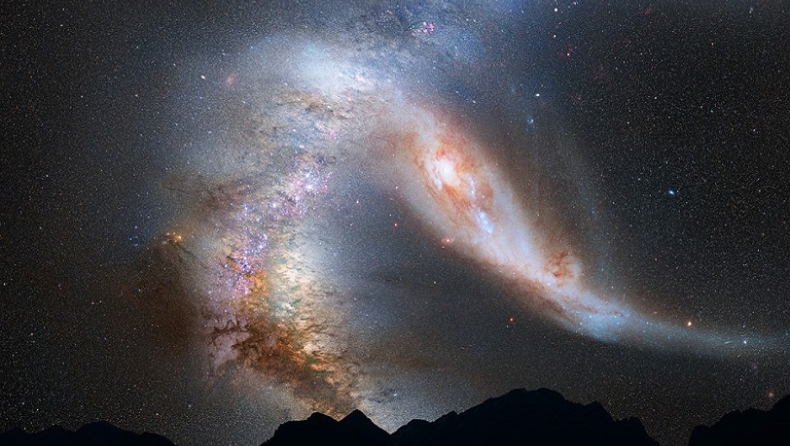 Η ψηφιακά ενισχυμένη φωτογραφία της σύγκρουσης δύο γαλαξιών πριν 200 εκατ. χρόνια προκαλεί τρόμο (pic)