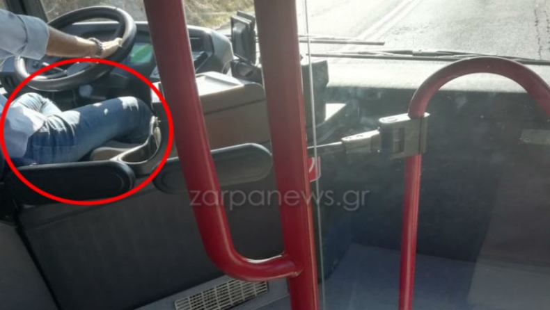 Κρήτη: Οδηγούσε το λεωφορείο σταυροπόδι (vid)