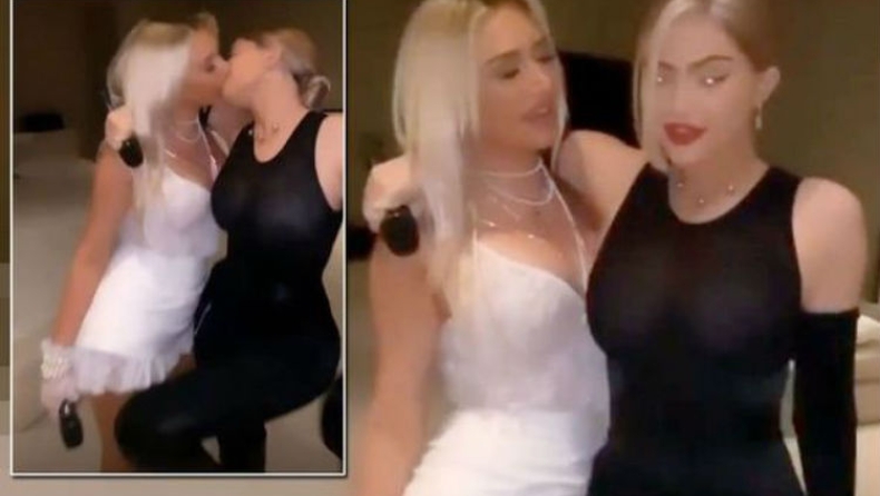 Η Kylie Jenner επιχείρησε να επαναλάβει το φιλί της Madonna-Spears με την Ελληνίδα φίλη της (vid)