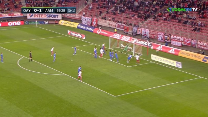 Ολυμπιακός - Λαμία: Ο Χασάν με κεφαλιά ισοφαρίζει σε 1-1 (vid)