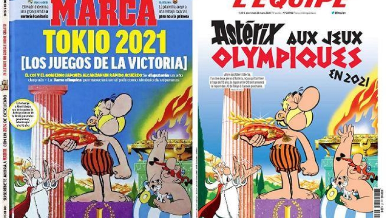 «Marca» και «Equipe» με παρόμοιο πρωτοσέλιδο για τη μετάθεση των Ολυμπιακών Αγώνων, τιμώντας τη μνήμη του δημιουργού του Αστερίξ! (pics)