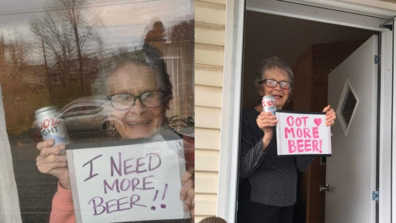 H viral 93χρονη που ζητούσε μπύρα, είδε να της πηγαίνουν 150 κουτάκια (pics & vid)