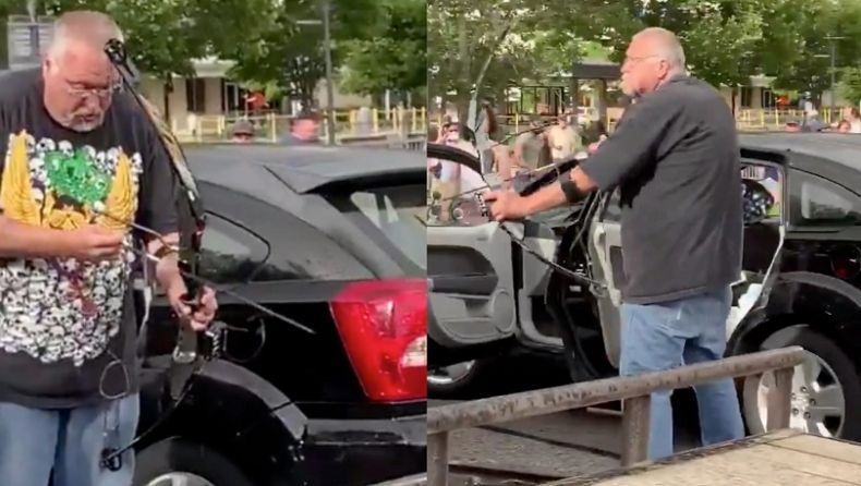 ΗΠΑ: Τοξοβόλος πολίτης σημαδεύει διαδηλωτές και χτυπάει έναν, για να δεχθεί άγρια επίθεση από δεκάδες άτομα! (vid)