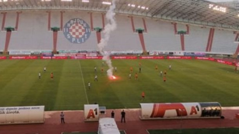 Κροατία: Οπαδοί της Χάιντουκ εκσφενδόνισαν φωτοβολίδα σε ματς κεκλεισμένων των θυρών (pic)