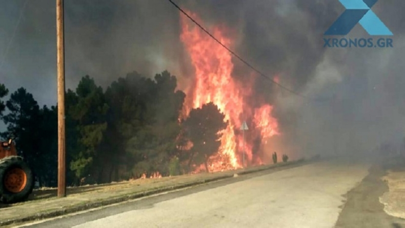 Μεγάλη φωτιά στη Ροδόπη: Εκκενώθηκε οικισμός, στις αυλές των σπιτιών οι φλόγες (vids)