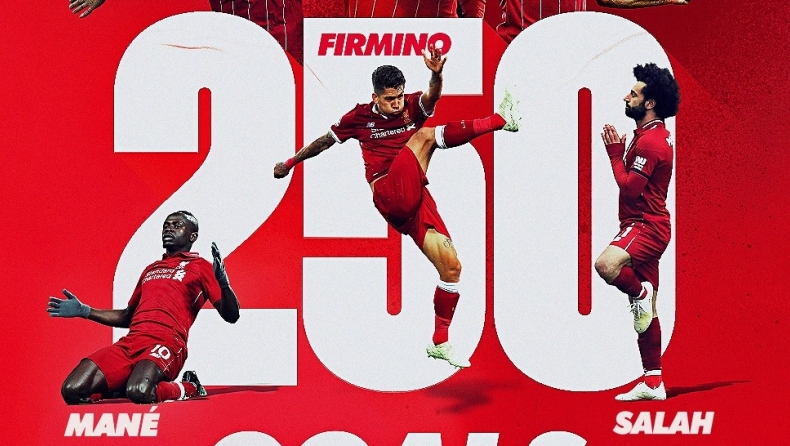Λίβερπουλ: Τα 250 γκολ έφτασαν οι Σαλάχ, Μανέ και Φιρμίνιο (pic)
