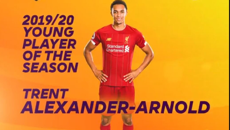 Ο Αλεξάντερ-Άρνολντ αναδείχθηκε ο κορυφαίος νεαρός παίκτης της Premier League (pics & vids)