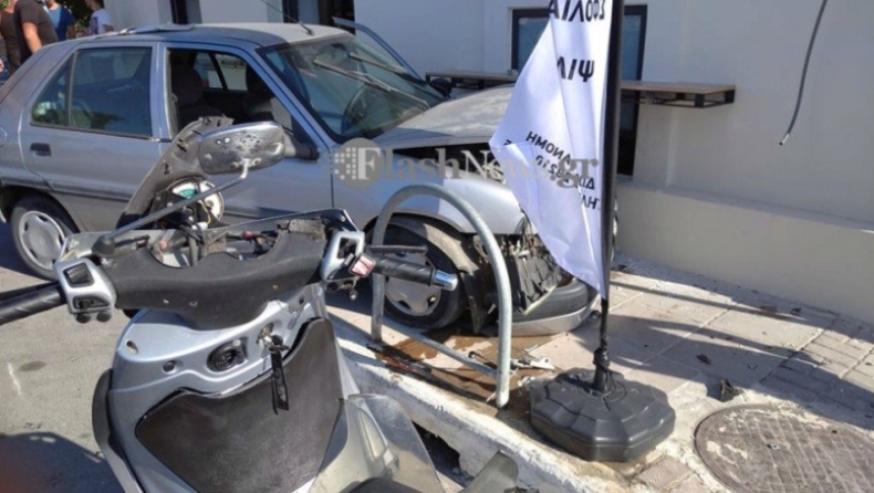Χανιά: Αυτοκίνητο «καρφώθηκε» σε τοίχο καταστήματος (pics)