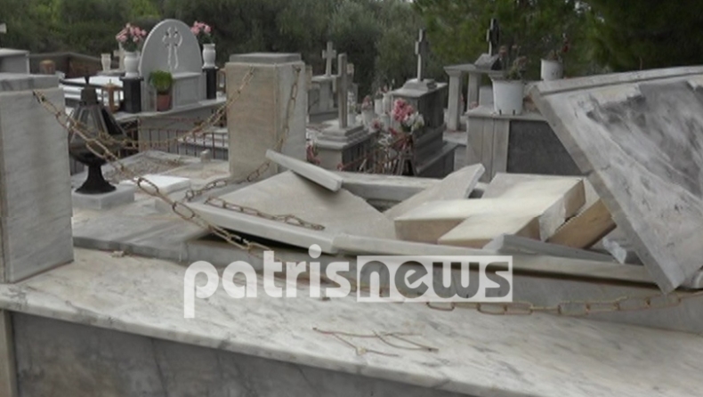 Ηλεία: «Άνοιξαν» οι τάφοι από τους θυελλώδεις ανέμους (pics & vid)