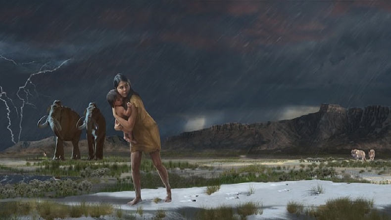 Απολιθωμένα ίχνη 13.000 ετών αποκαλύπτουν μια μητέρα και το παιδί της να τρέχουν για να γλιτώσουν από τα αρπακτικά (pics)