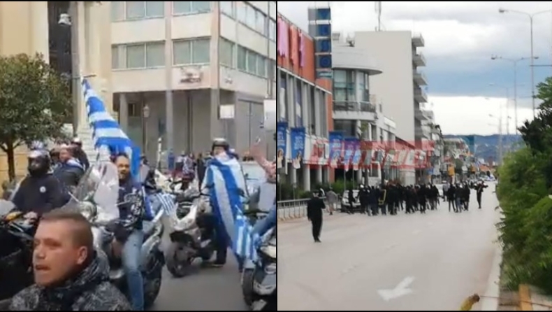Επεισόδια στην Πάτρα μεταξύ αντιεξουσιαστών και ατόμων που έκαναν παρέλαση παρά την απαγόρευση (pics & vid)