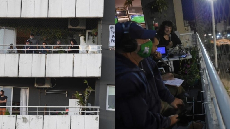 Εκαναν μετάδοση από μπαλκόνι πολυκατοικίας γιατί τους απαγόρευσαν την είσοδο στο γήπεδο (pics)