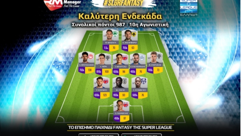 Super League Interwetten: Η ενδεκάδα του fantasy της 10ης αγωνιστικής