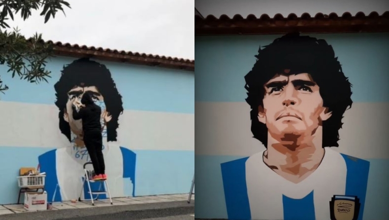 Ετσι δημιουργήθηκε το τρομερό γκράφιτι του Μαραντόνα στην Καλαμαριά (vid)