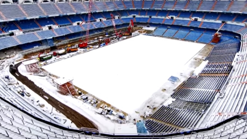 Ρεάλ Μαδρίτης: Χιονισμένο το «Μπερναμπέου», δεν σταμάτησαν οι εργασίες (vid)