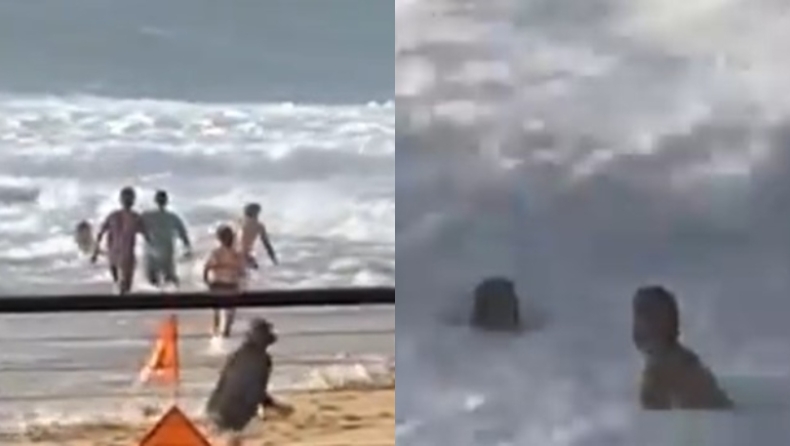 Η απίστευτη διάσωση γυναίκας που πνιγόταν στην φουρτουνιασμένη θάλασσα: Την έσωσε ένας surfer (pics & vid)
