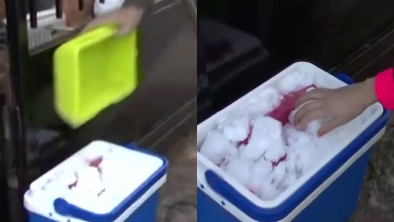 Κακοκαιρία «Μήδεια»: Έβαλαν τρόφιμα και φάρμακα στο χιόνι για να μην χαλάσουν, λόγω της διακοπής ρεύματος (vid)
