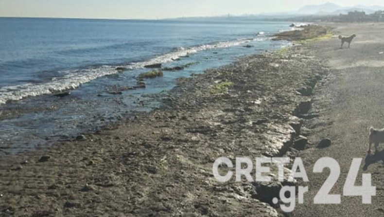 Υποχώρησε η θάλασσα σε παραλία του Κρήτης: Η εξήγηση για το σπάνιο φαινόμενο (pic)