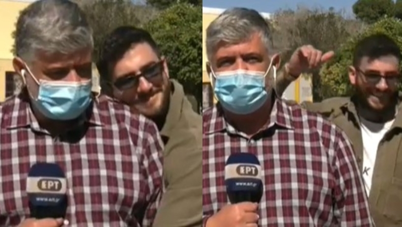 Περαστικός αγκάλιασε δημοσιογράφο της ΕΡΤ σε ζωντανή μετάδοση: «Σε παρακαλώ», είπε ο ρεπόρτερ (vid)