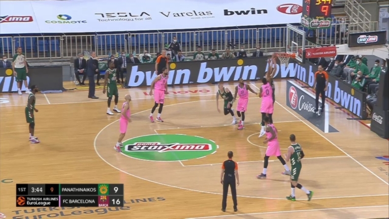 Παναθηναϊκός - Μπαρτσελόνα: Κυρίαρχος ο Μήτογλου κοντά στο καλάθι! (vid)