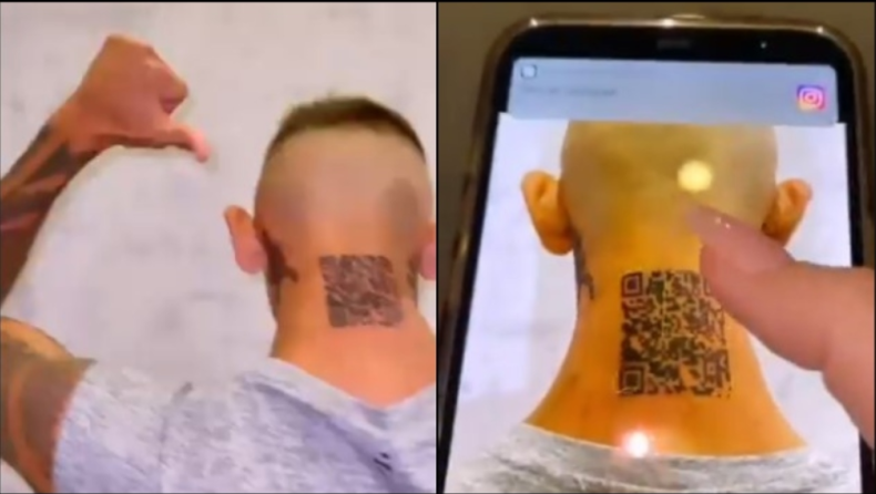 Influencer έκανε τατουάζ ένα QR Code που θα ανοίγει το Instagram του, αλλά τελικά δεν δουλεύει (pic & vids)