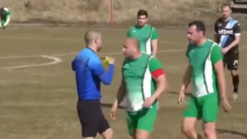 Εξαγριωμένοι παίκτες στην 4η κατηγορία Βουλγαρίας κυνηγούν για να δείρουν τον διαιτητή εν ώρα αγώνα (vid)