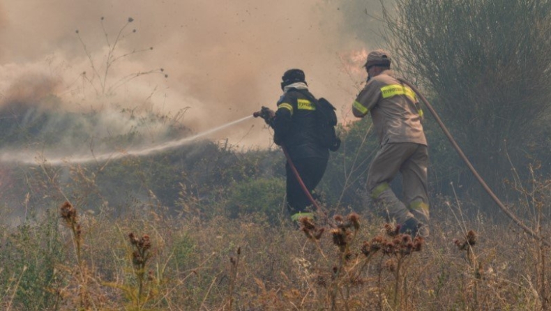 Φωτιά στην Άνδρο: Εκκενώθηκαν δύο χωριά, τραυματίας πυροσβέστης (vid)