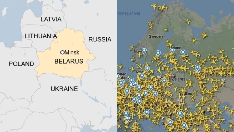 Μία φωτογραφία που τα λέει όλα: Τα αεροπλάνα δεν «πατάνε» τον εναέριο χώρο της Λευκορωσίας (pic)
