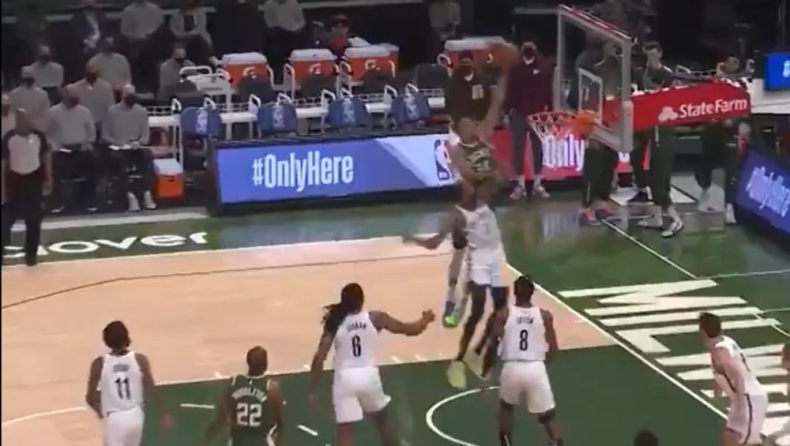 Μπακς-Νετς: «Σεφτέ» με εντυπωσιακό alley oop κάρφωμα ο Γιάννης! (vid)