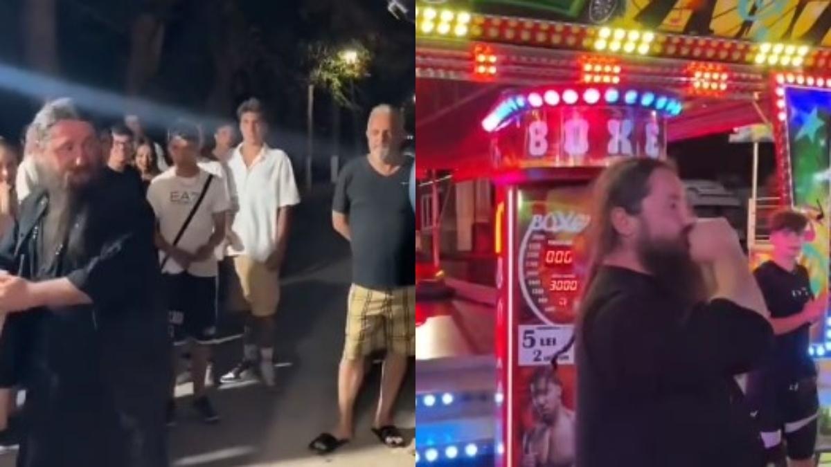 Τρομερός παπάς τερματίζει το μηχάνημα με τις μπουνιές στα λούνα παρκ (vid)