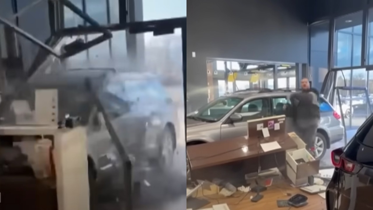 Δυσαρεστημένος πελάτης επέστρεψε στην αντιπροσωπεία και γκρέμισε την πόρτα με το ΙΧ που μόλις είχε αγοράσει (vid)